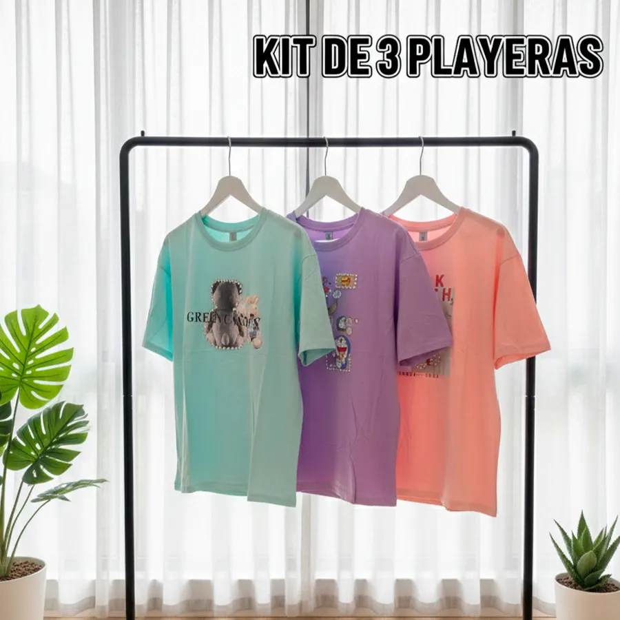 PLA-BRILLA KIT DE 3 PLAYERAS 7839